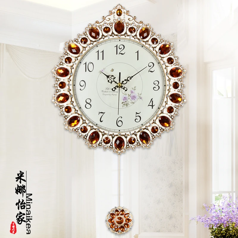 Silent Quartz Korean Metal Wall Clocks Gold coffee color  