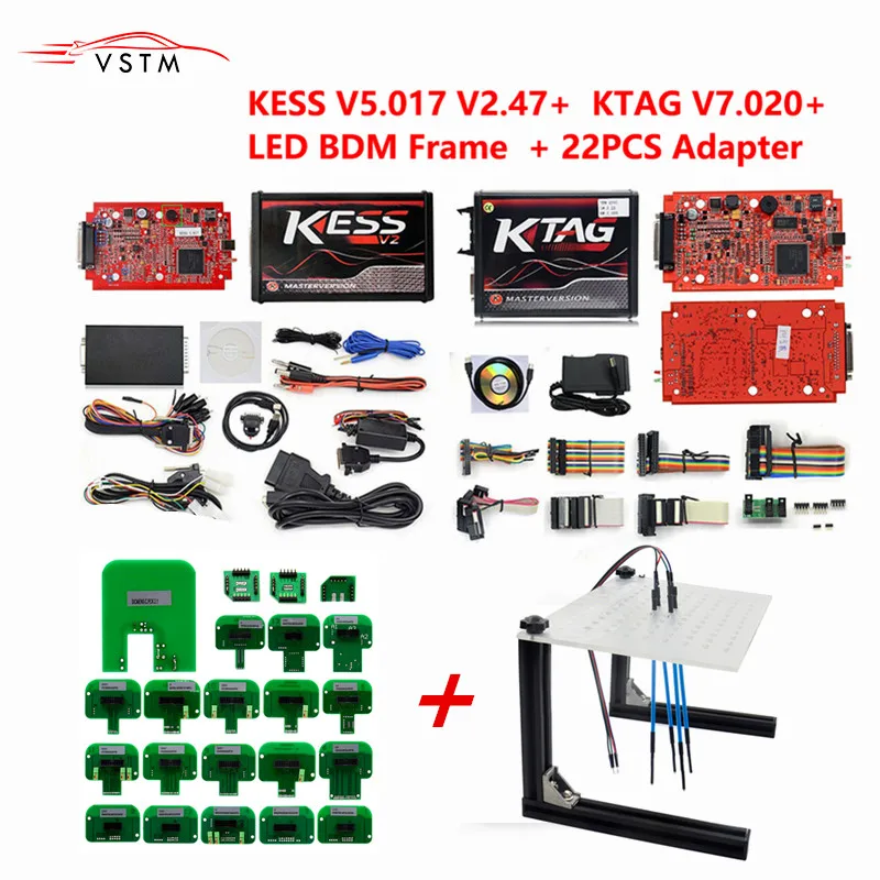 

Newest KTAG V2.23 7.020 Unlimited Version KESS V5.017 V2.47 K TAG Master ECU Programming Tool with 22pcs BDM Adapters