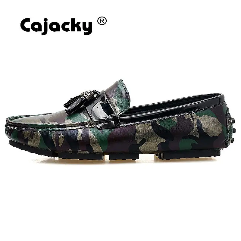 Cajacky новые мужские лоферы большие размеры 47 46 камуфляжные Мокасины с бахромой
