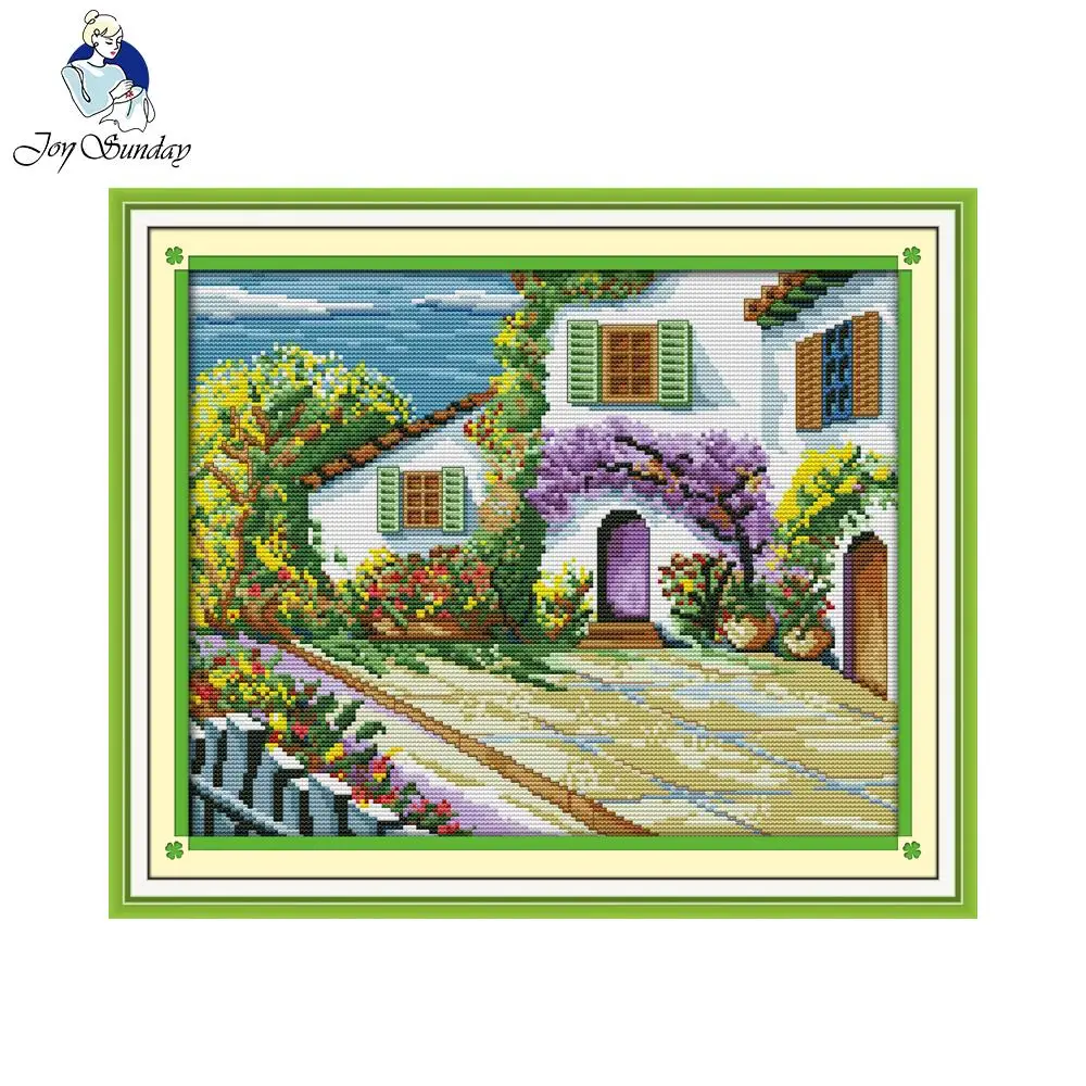 

Joy Sunday The beautiful courtyard China Cross Stitch Baby Diy Needlework 14CT 11CT Cross stitch Kits for Embroidery Crafts