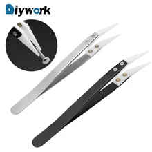 DIYWORK 1 шт. керамический пинцет изогнутый направленный Пинцет ручной инструмент Высокая термостойкость ручка из нержавеющей стали инструмент для ремонта