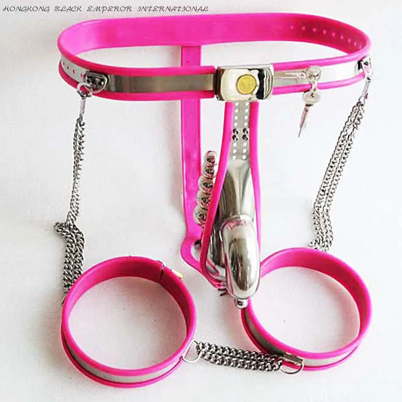 adjustable belts silicone liner stainless steel male chastity belt panties+thigh ring bdsm bondage men chastity device cock cage