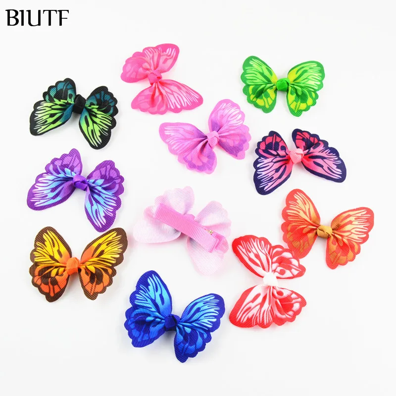 

20pcs/lot 2.4*2.0 Butterfly Shape Bowknot With Clips Headband Bow Knot For Girls kids Hairpins 10 Colors for Choose FC105