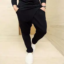 Корейская версия весенне-осенних повседневных маленьких ножек, модные штаны с заниженным шаговым швом, большие размеры, черные мужские брюки/27-40