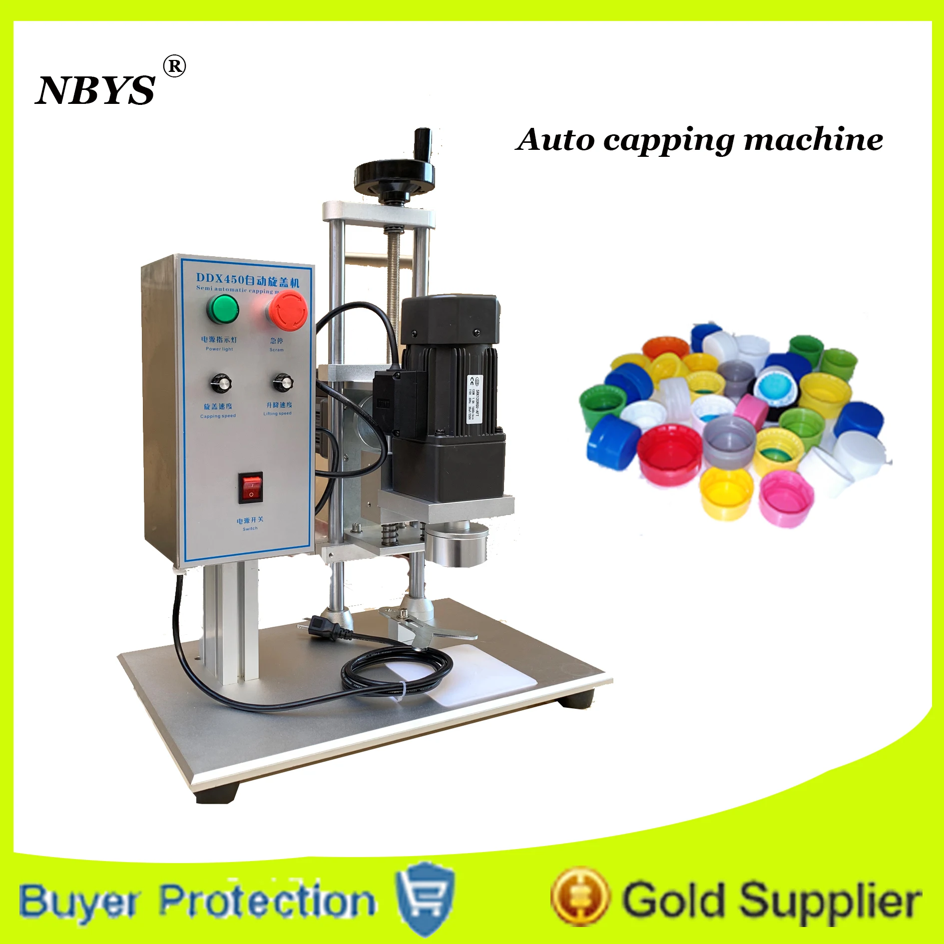 

Free Shipping desk automatic capping machine, round caps,capping diameter 10-50mm screw capper machine, bottle cap lid electric