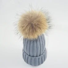 Женские Меховые помпоны из натурального меха норки, зимние трикотажные изделия, толстые теплые шапочки и черепа, женские, один размер