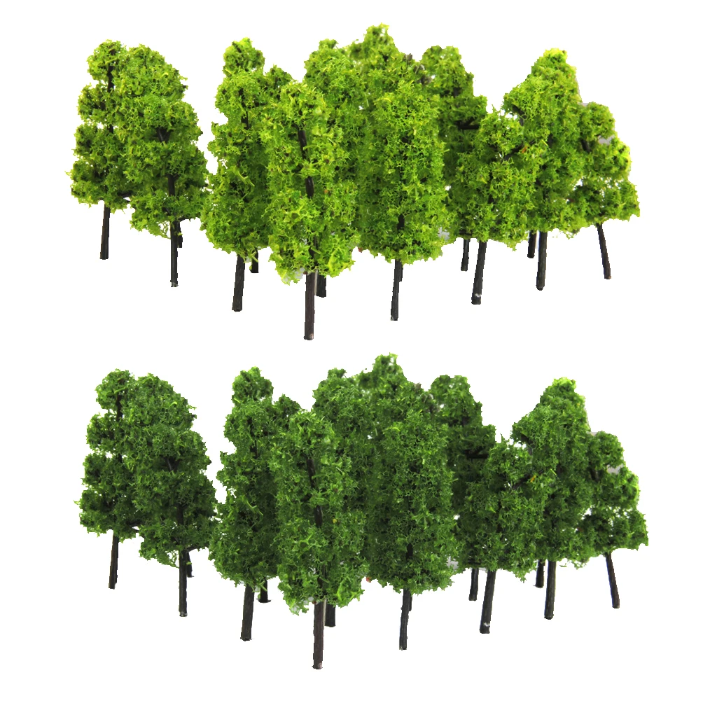 20Pcs Pagoda Model Trees Train Railroad Scenery Layout Diorama Garden Park Decor Accessory Dark & Light Green 1/100 HO OO Scale