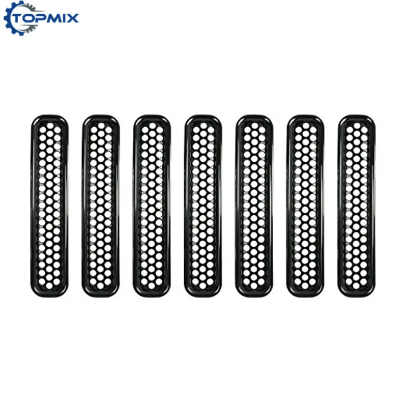 JP-GM7PCS-Bla Black Front Grill Mesh For Jeep 13