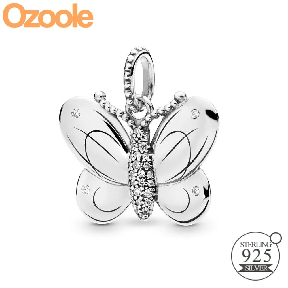 

2019 New Spring Authentic 925 Sterling Silver Decorative Butterfly Charm Dangle CZ Fit European Original Bracelets Women Jewelry