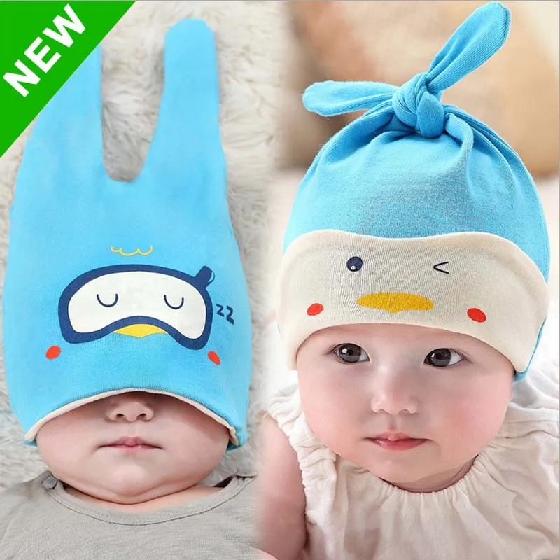 Baby Knitted Hat with Duck Pig Chick Style Sleep Cap Boys Girls Kids