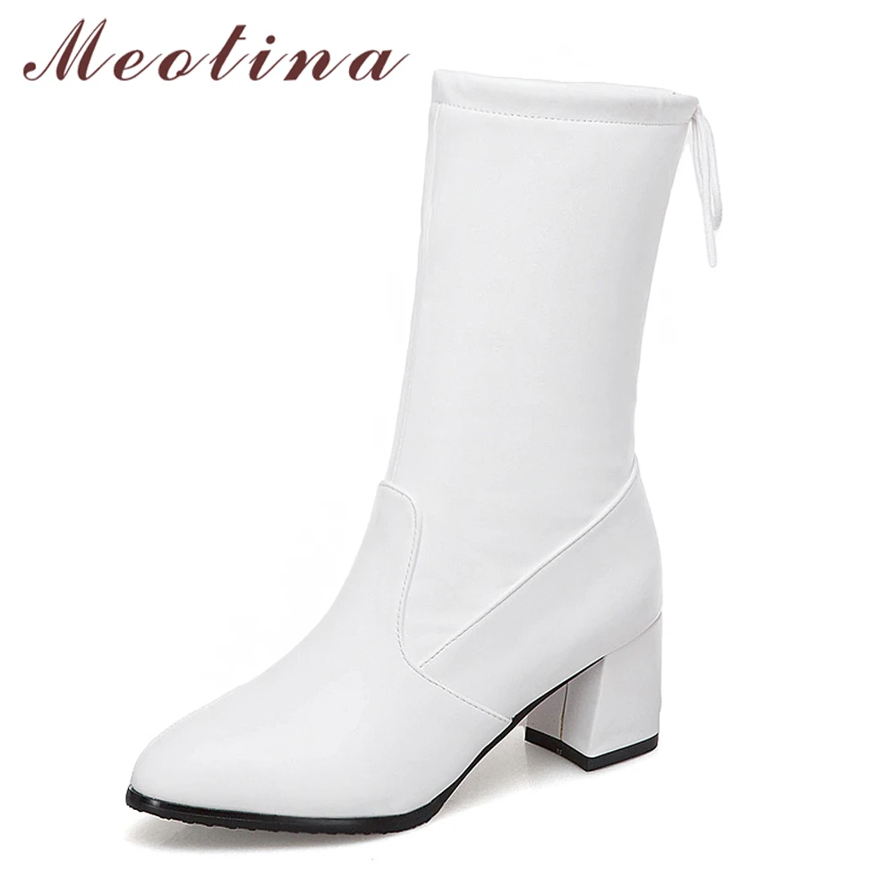 square toe mid calf boots