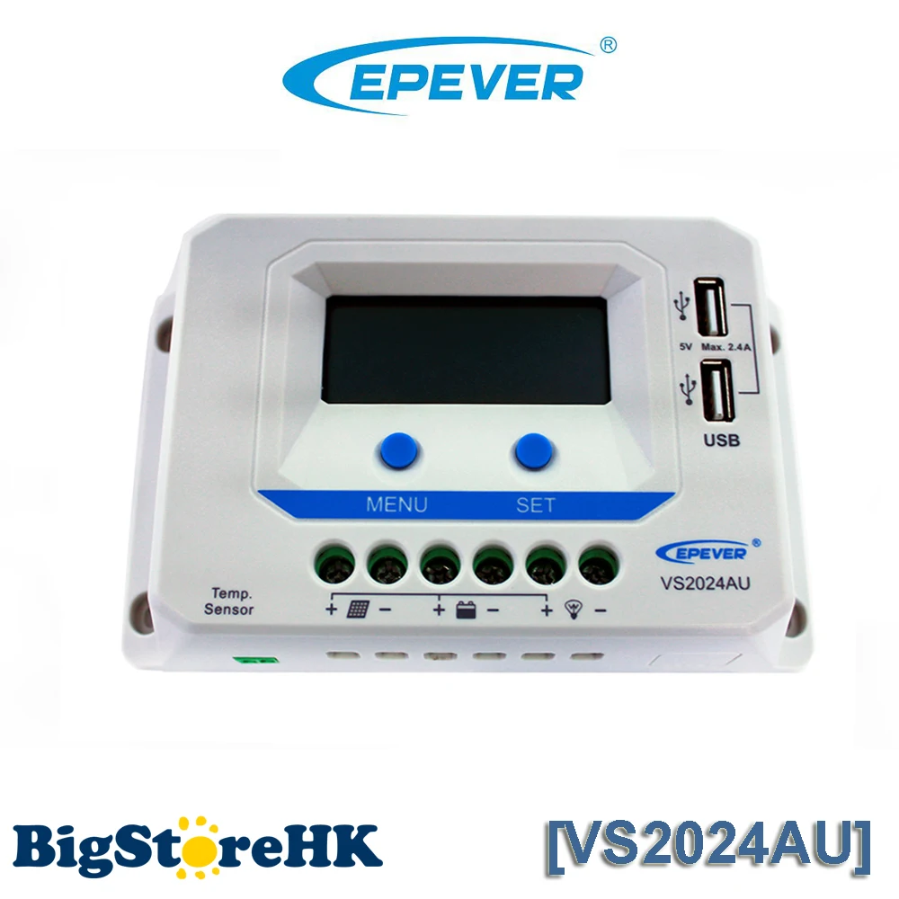 

EPEVER 12V 24V Auto 20A PWM Solar Controller With Backlight LCD Display Dual USB Solar Charge Contoller For Lead-acid VS2024AU
