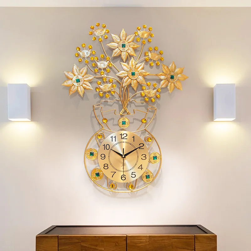 

Money Tree Wall Cock Home Decor Chinese Wall Watch Modern Design Living Room Bedroom Mute Clock Wall Creative Digital Clocks
