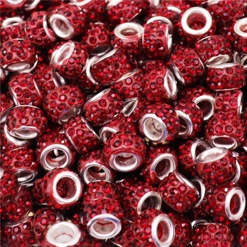 

20Pcs Mixed Color Big Hole Spacer Crystal Bead Charms fit Pandora Bracelet DIY Snake Chain Necklace Earrings for Jewelry Making