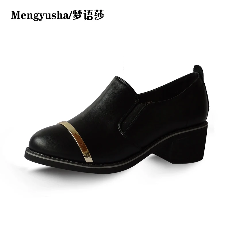 

Mengyusha2018 autumn new deep round head low-heel England style small leather shoes