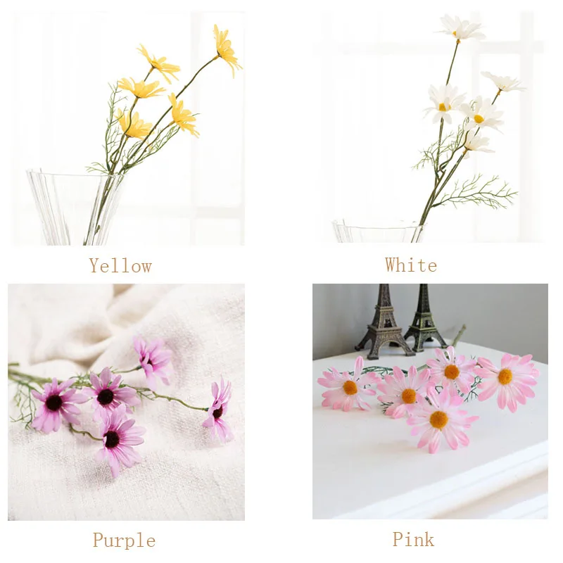 Flone Artificial Small Daisy Fake Plant Silk Flower Bouquet Wedding Home Party Flower Arrangement Decoration Supplies (27)