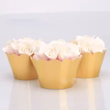 

Gold silver laser smooth Paper Cup Cake Small Cake Border for kids birthday party decoration cake cup toppers baby shower