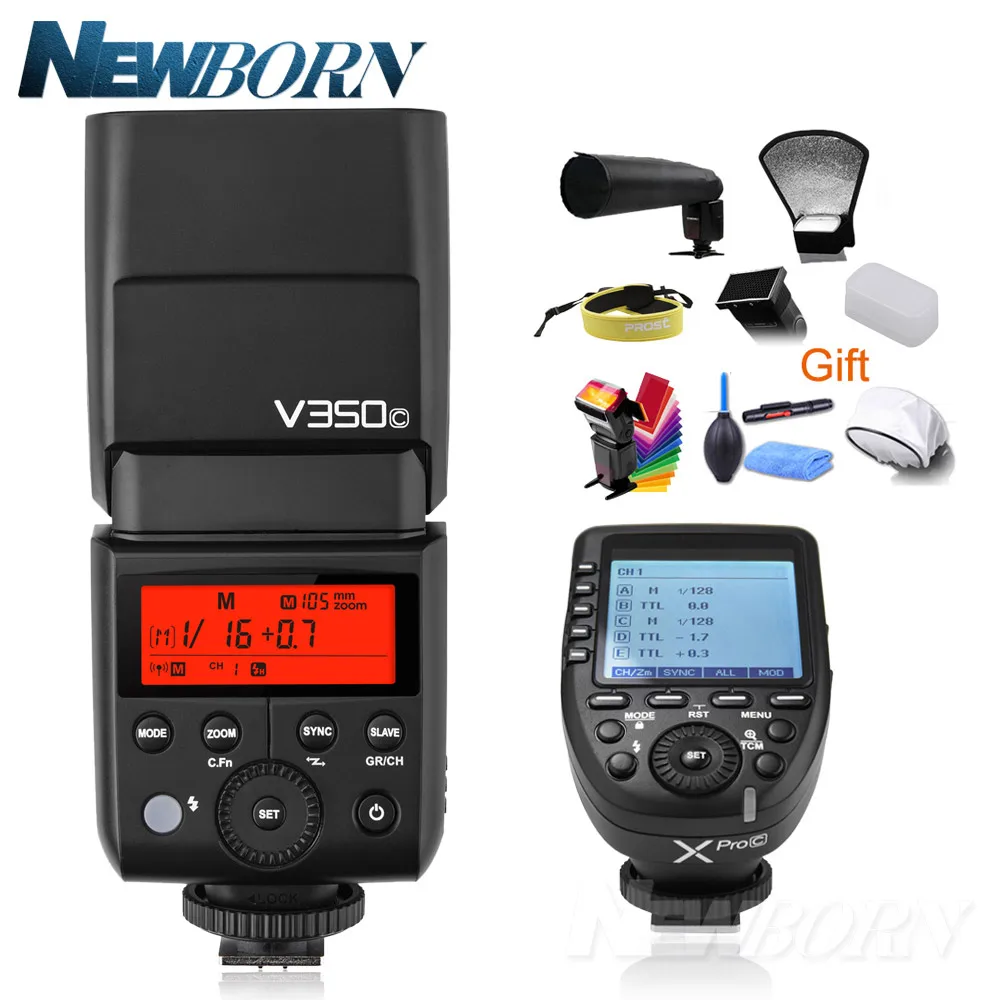 Godox V350C ttl HSS 2,4G литий-ионная батарея быстрее рециркулирует время вспышки Speedlite с Xpro-C передатчиком триггера для Canon - Цвет: Красный