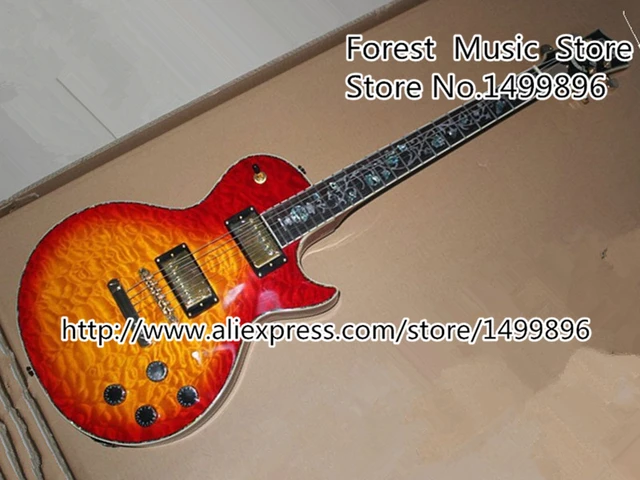 Best price at $314 Cheap Classical Cherry Sunburst CS Luscious Quilted LP Custom Electric Guitar Lefty Custom Available