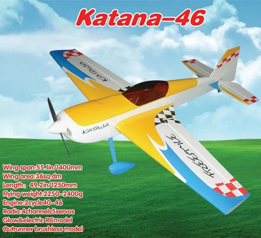 46 Kelas kayu Balsa Nitro Radio Control Airplane Model Dirakit Kit