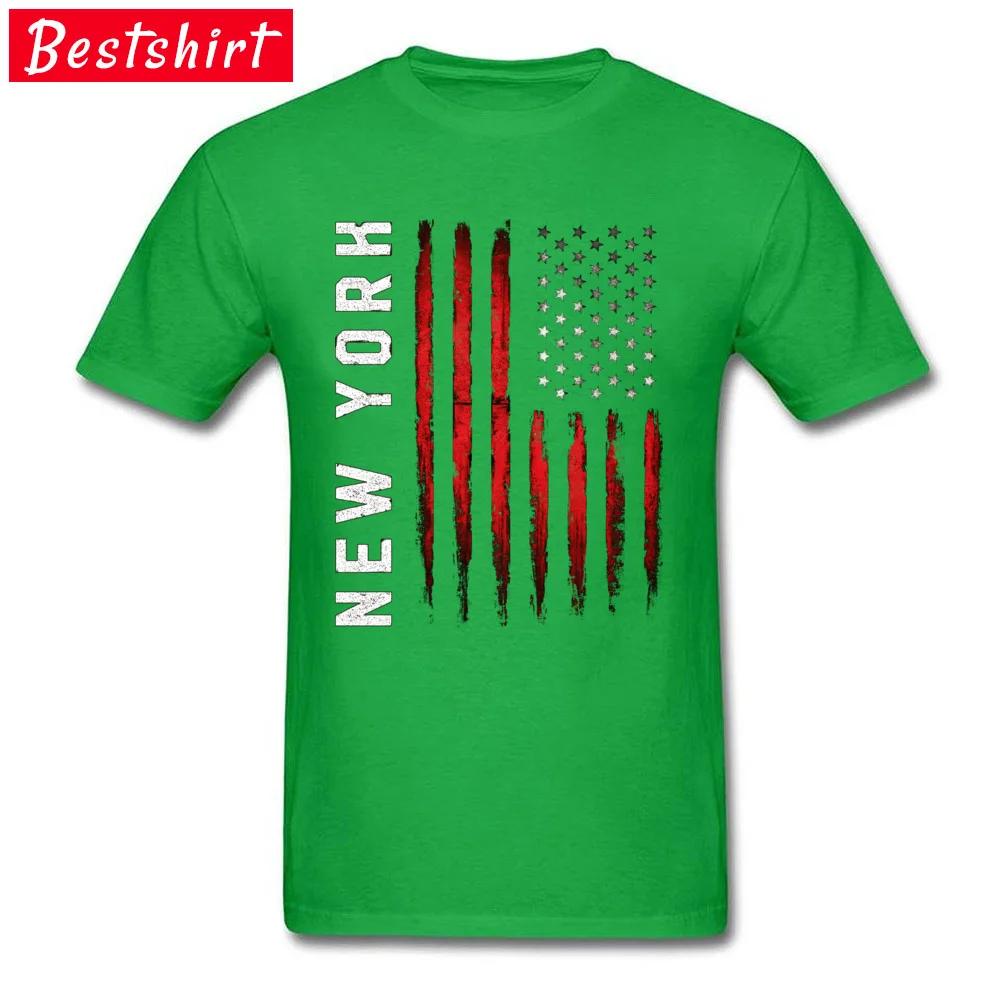 American flag New York Vintage Round Collar T-Shirt Autumn comfortable T Shirt 2018 New Fashion 100% Cotton Fabric T Shirt Men American flag New York Vintage green