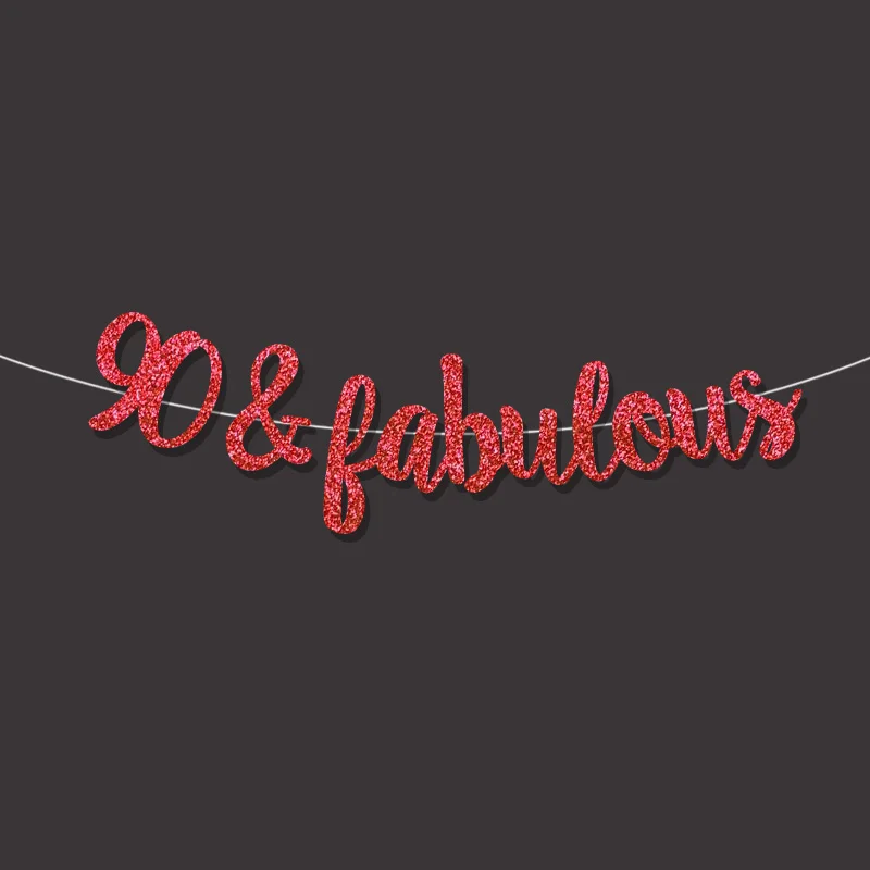 Золотой/черный/Серебряный Блестящий 90 & Сказочный баннер 90th happpy знак дня рождения
