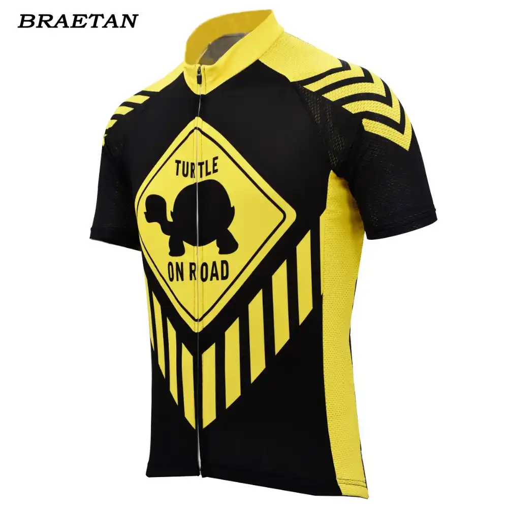 black and yellow cycling jersey