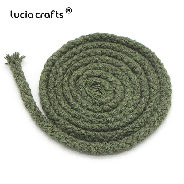 Lucia crafts, 5 м/22 м, разноцветные хлопковые шнуры, плетеная веревка, декоративный шнурок, шнурок, DIY, аксессуары для дома ручной работы W0210 - Цвет: C12 Army Green  5m