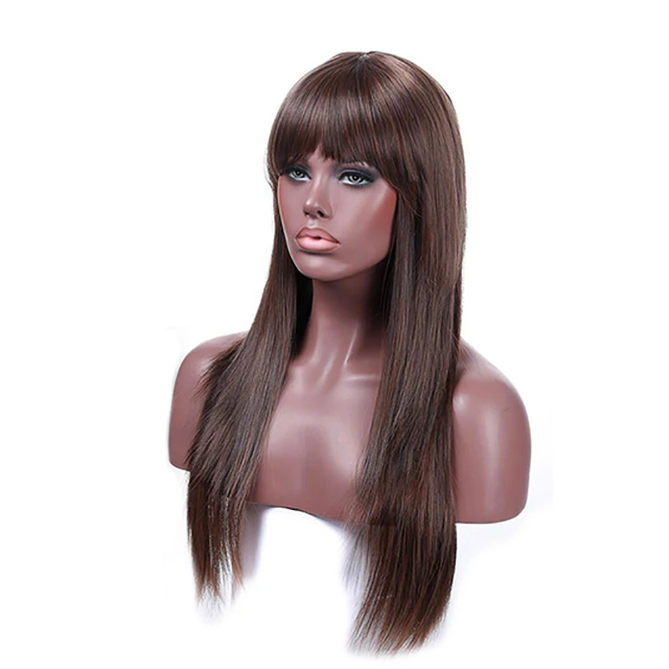 

DIFEI Long Black Straight Hair Wig Natural Long Straight Hair Brown Synthetic Wig Black Female African Hairstyle