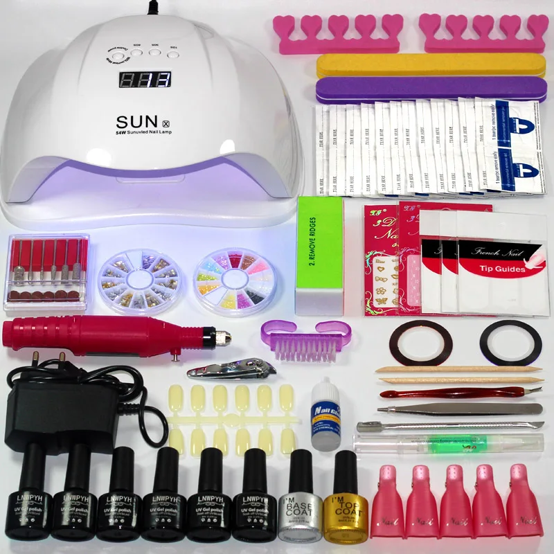 Nail Manicure Set Choose 6 Colors Gel Polish Base Top Coat Nail Kits