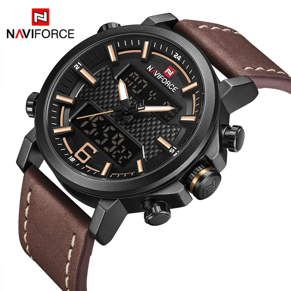 

Luxury Watch Men NAVIFORCE Brand Sport Military Quartz Men's Watches Waterproof Leather Strap Casual Watch Relogio Masculino