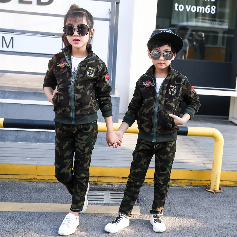 

Children's suit 2019 new style autumn camouflage boys and girls set children's camouflage casual fashion two-piece