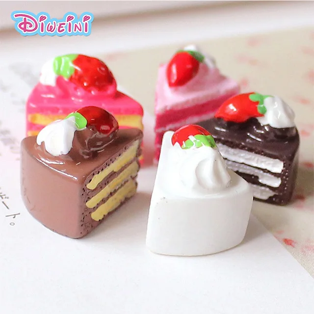 5pcs Strawberry Birthday Cake Miniature Figures Simulation Food Play House Toys Doll House DIY Accessories Children Kids toy 1