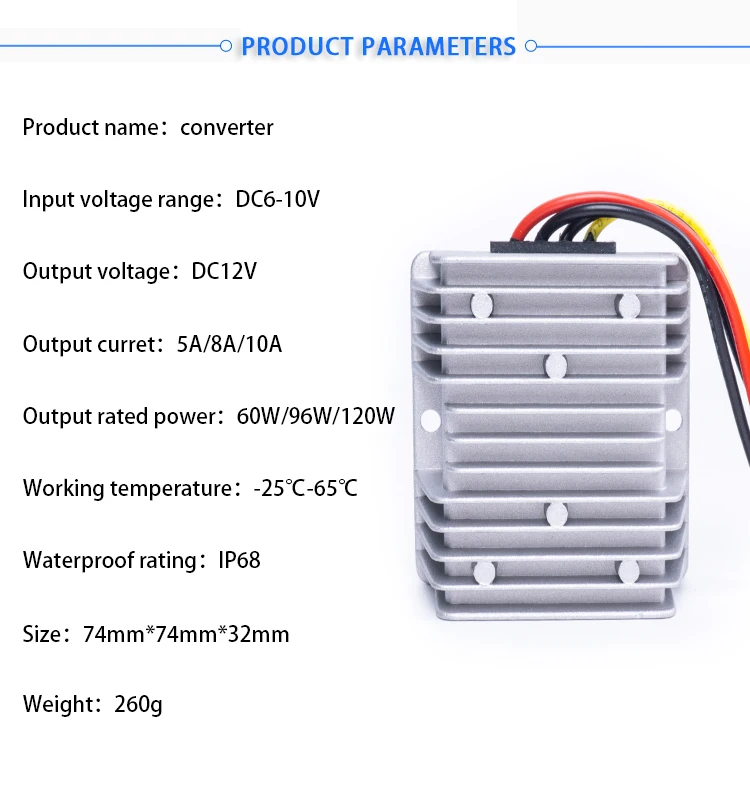 Водонепроницаемый с источником питания от постоянного тока, 6 V-12 V преобразователь 6 V-10 V-12 V 5A8A 10A шаг вверх импульсный повышающий стабилизатор Напряжение Мощность постоянного/переменного тока постоянного тока в постоянный преобразователи для мотор светодиодный фа