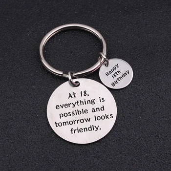 

Happy 18th Birthday Gift Key Chain To Friend Son Daughter Hand Stamped Everything Is Possible Best Wishes Creative Key Holder