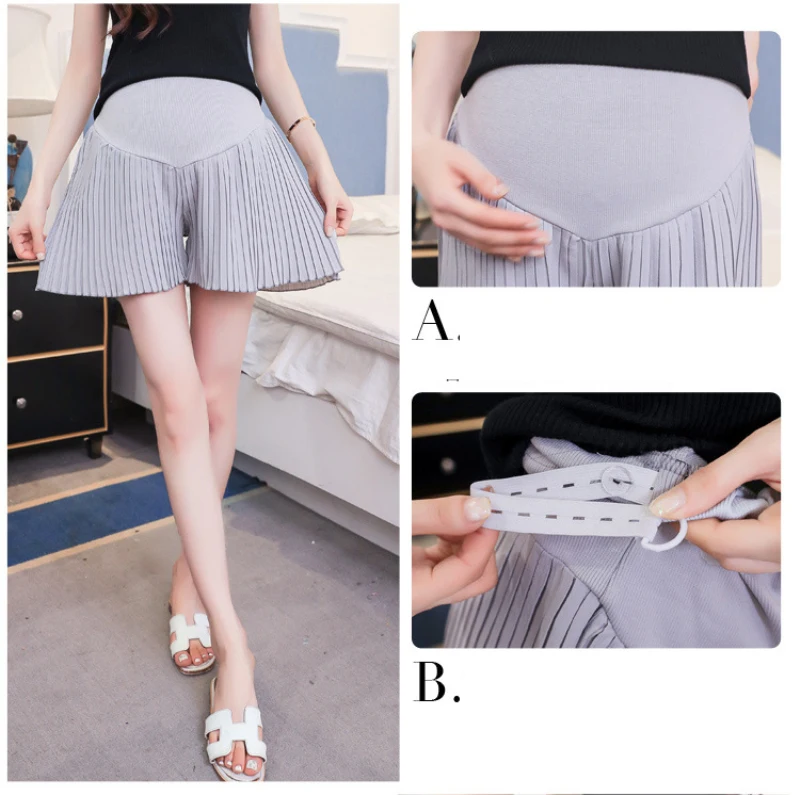 Для беременных женщин плиссированная шифоновая юбка брюки летние шорты плюс размер высокая талия широкие короткие свободные брюки для беременных