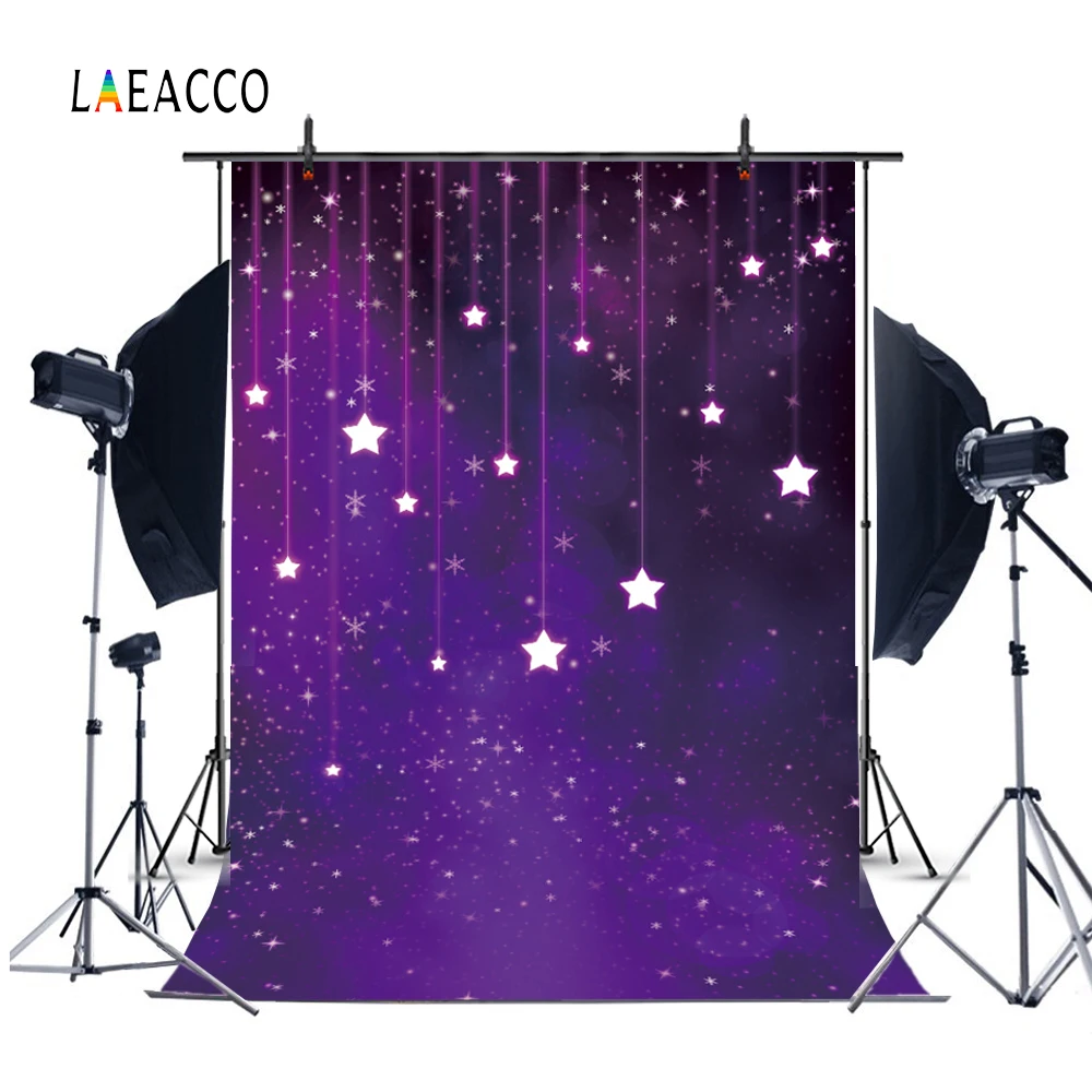 Laeacco Twinkle Little Stars Baby Birthday Party Snowflake Photo Backgrounds Customized Photographic Backdrops For Photo Studio