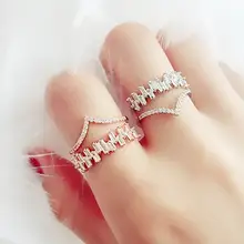 Волновой дизайн, двойные Многослойные кольца для женщин, тонкое v-образное Открытое кольцо настраиваемое модное Ювелирное Украшение, вечерние украшения, подарок на день рождения