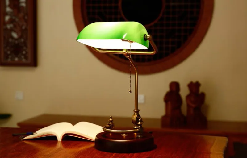 FANHHUI Классическая винтажная лампа банкира E27 настольная лампа стеклянный абажур для спальни Кабинета дома чтения настольные лампы