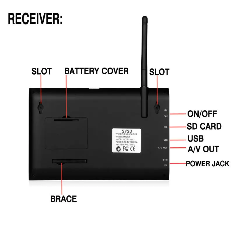 7 дюймов tft цифровая 2.4 г Беспроводной камеры видео Радионяня DVR безопасности Системы Видеоняни и Радионяни