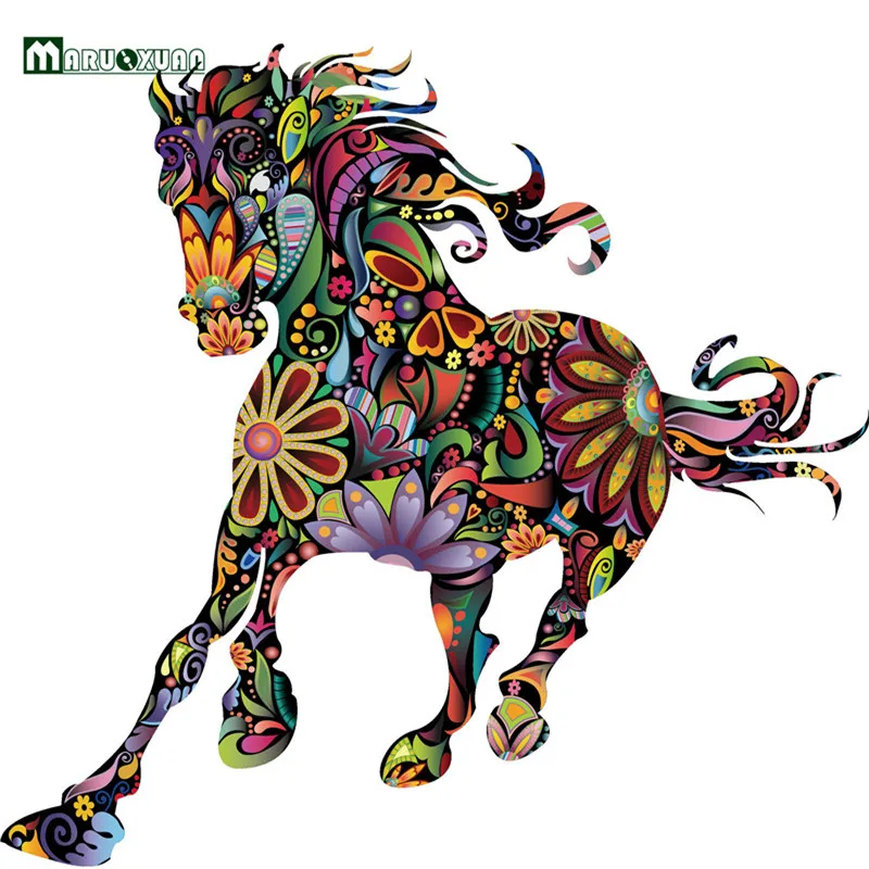 

Maruoxuan Abstract Design Decorative Wall Decal Colorful Flower Pattern Pentium Horse Wall Stickers For Kids Rooms Decoration