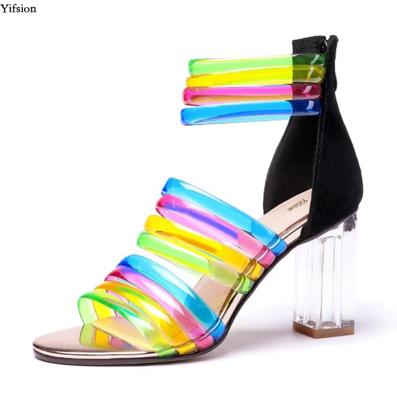 Yifsion 8 Mujeres Mujer D1042 Del Nueva 4 Zapatos Fiesta Alto Verano 5 Dedo Moda Pie Lindo Agradable Abierto Tacón De Sandalias Multicolor Cuadrado Tamaño xpxwr1