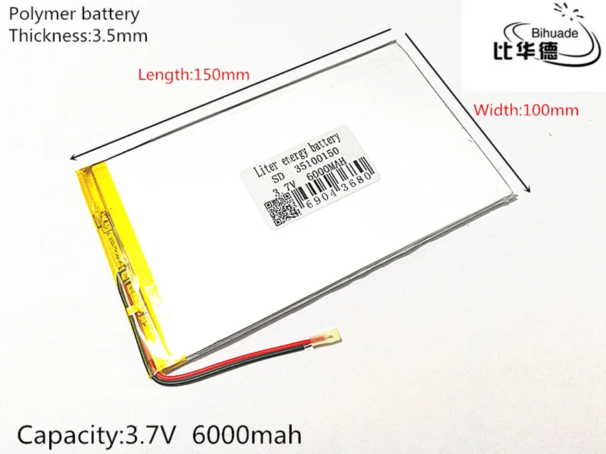 35100150 емкость батареи планшета 3,7 V 6000 mAh Универсальный литий-ионный аккумулятор для планшетных ПК 8 дюймов 9 дюймов