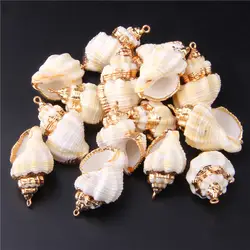 3 шт 39,2 мм * 22,3 мм бусины из натуральных раковин белый Морская ракушка с гребешком кулон Gold Filled натуральная Sea Shell Кулон пляж подвески