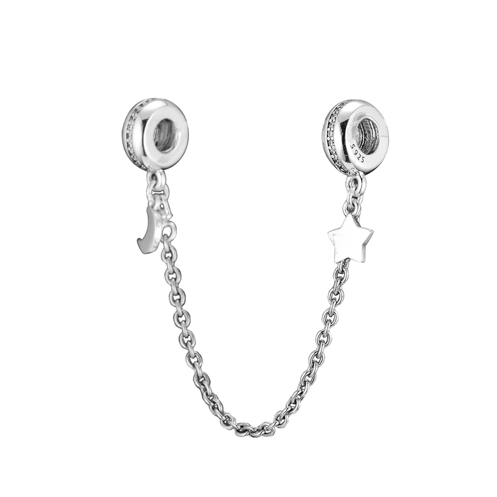 

Pandulaso Personal Galaxy Saftey Chain Fits 925 sterling silver original Bracelets For Woman DIY Beads for jewelry making