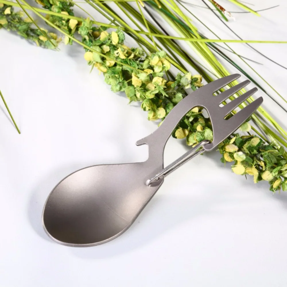 

Triple Tableware TiTo Outdoor Camping Picnic Titanium Spoon Tableware Titanium Fork Ultralight Pure Stainless Seel Spork