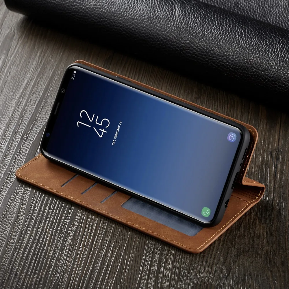 Для Samsung Galaxy S8 S9 S10 S20 + Plus S10e Магнитный флип чехол из искусственной кожи Кошелек