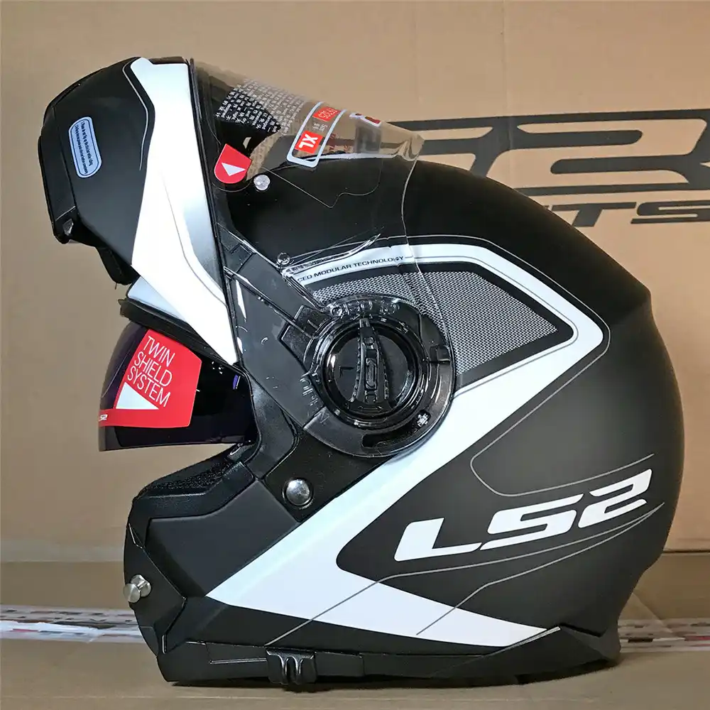 LS2 Casco convertibile flip-up Moto 2019 FF325 Strobe Civik-Bianco-Nero