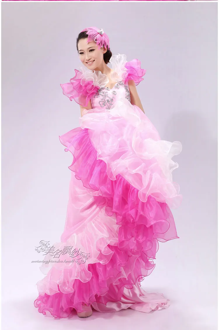 Дамы Румба нарядное платье и украшение из цветов испанское фламенко Костюм Танцора 720 540 360 - Цвет: 540pink