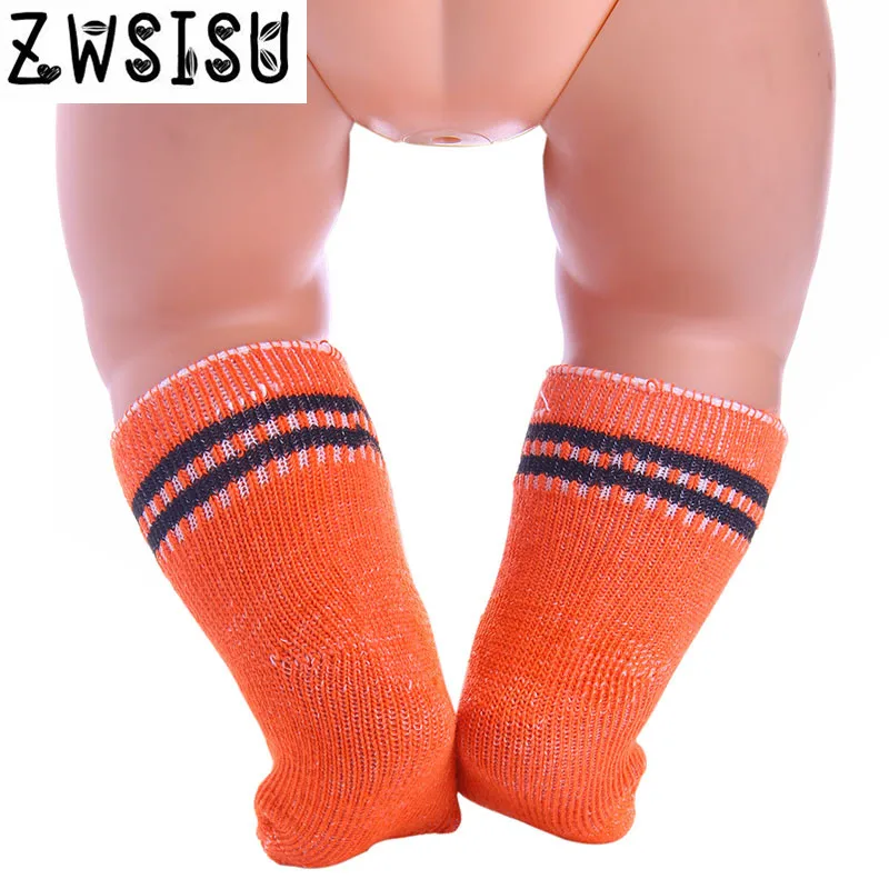 В 2017 году, новые 12 пар различных полос милые носки, подходит для 43 см куклы, дать детям лучший подарок на день рождения